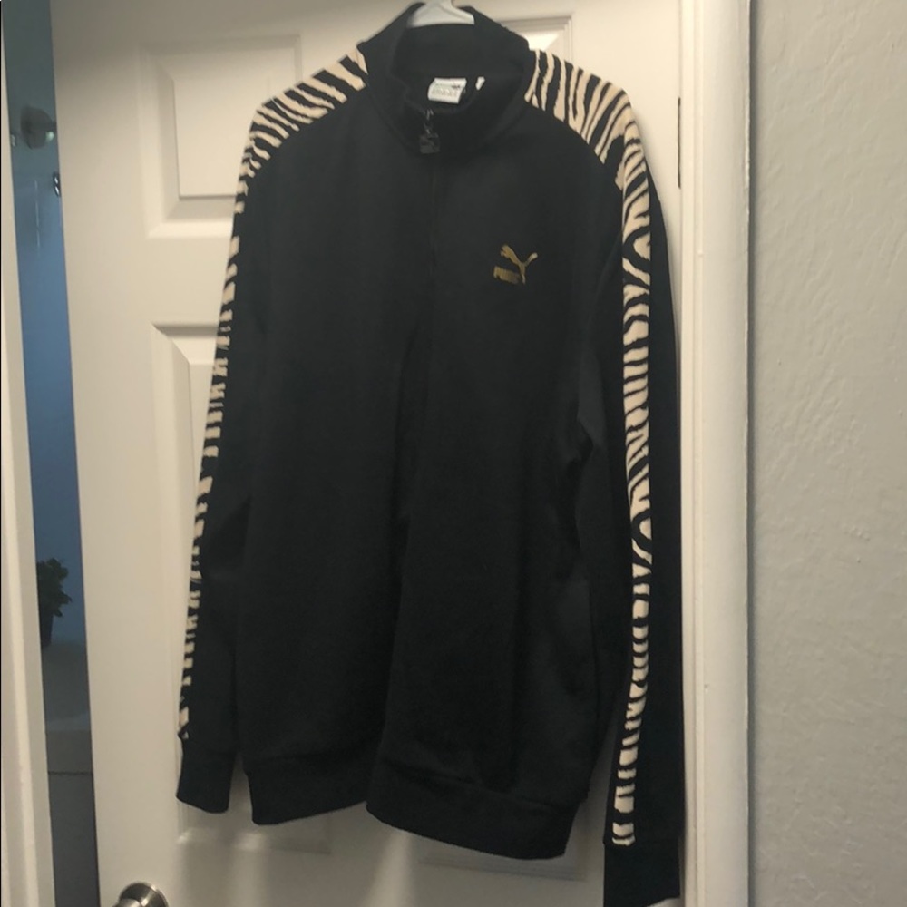 Zebra print zip up hoodie